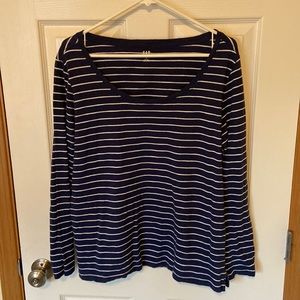 Gap Easy tee T-shirt long sleeve navy white size XL top shirt